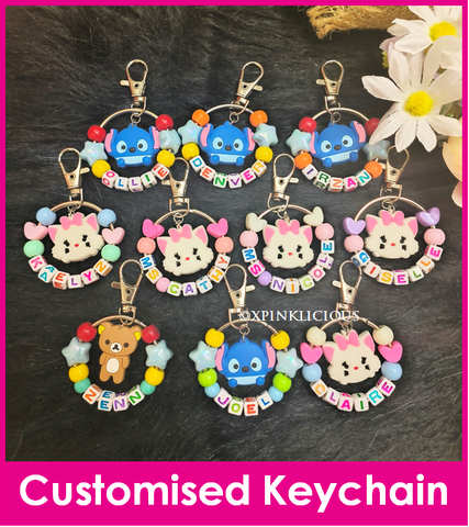 Tsum Head Mickey Minnie Donald Daisy Pooh Sullivan Stitch Frozen Alien Olaf  / Customised Cartoon Ring Keychain / Personalised Name Bag Tag (Copy) (Copy)