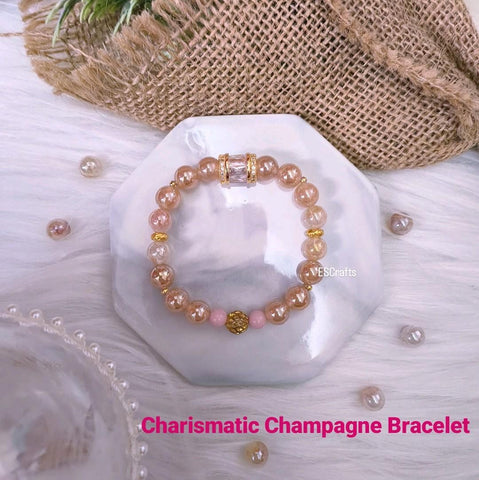 Charismatic Champagne Bracelet, Crystal beads, Birthday Present, Christmas gifts, Healing