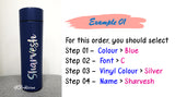 Insulated Temperature Indicator Water Bottle / Single Colour / Customised Name Decal Vinyl Sticker Tumbler Bottle