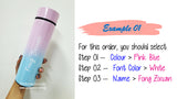Customised Name Printing on Two Tone Pastel Water Bottle / Insulated Temperature Indicator Water Tumbler