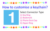 Customised Name Bookmark Keychain / Small Bead Dust Cap Keychain / Zipper Ring Keychain / Name Tag