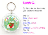 Christmas Personalised Crystal Name Keychain / Customised Resin Bag Tag