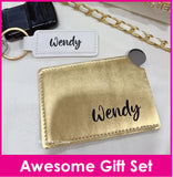 Awesome Gift Bag / Customised Name Printing on Awena Pocket Card Holder Size Mirror / Personalised Name Celine Elegant Bag Tag Keychain