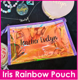 Customised Name on Iris Rainbow Pouch / Make Up Pouch / Holographic Stationery Bag / Pencil Case