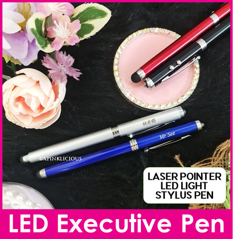 Customised Name Engraving on 4-in-1 functions Lance LED Executive Pen / LED Light / Laser Pointer / Stylus Pen