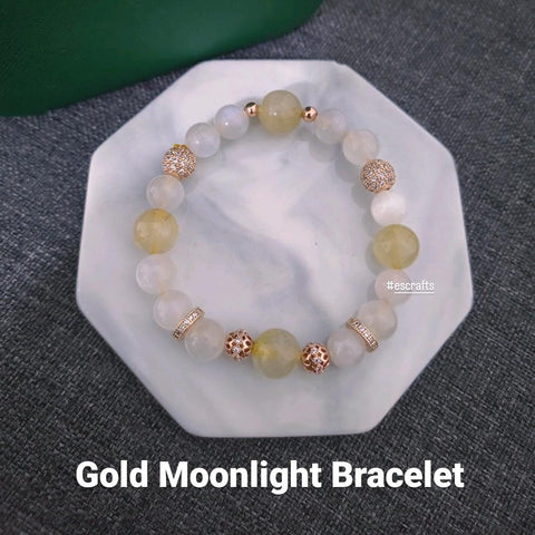 Gold Moonlight Bracelet, Crystal beads, Birthday Present, Christmas gifts, Healing