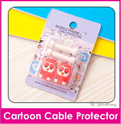 SALE [BUY 1 FREE 1] Pink Owl Cartoon Cable Protector