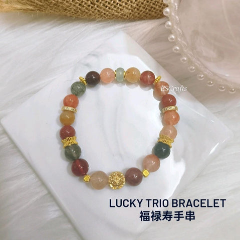 Lucky Trio Crystal Bracelet, Fu Lu Shou Bracelet, Healing, Birthday Present, Christmas Gifts