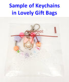 Pink Ribbon Pearl / Chanel Ribbon / Ballerina / Mickey / D / Novelty / Customised Cartoon Ring Keychain / Personalised Name Bag Tag / Birthday Goodie Bag