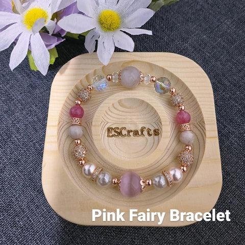 Pink Fairy Bracelet, Crystal beads, Birthday Present, Christmas gifts, Healing