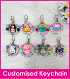 Tsum Tsum Mickey Pooh Sullivan Stitch Frozen Donald Alien Dumbo  / Customised Cartoon Ring Keychain / Personalised Name Bag Tag (Copy)