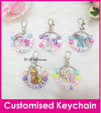 My Little Pony / Premium Cartoon / Customised Cartoon Ring Keychain / Personalised Name Bag Tag / Birthday Goodie Bag