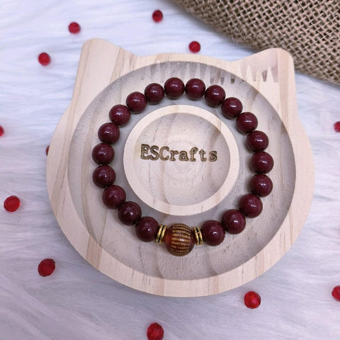 Heart Sutra Cinnabar Bracelet, Birthday Present, Christmas gifts
