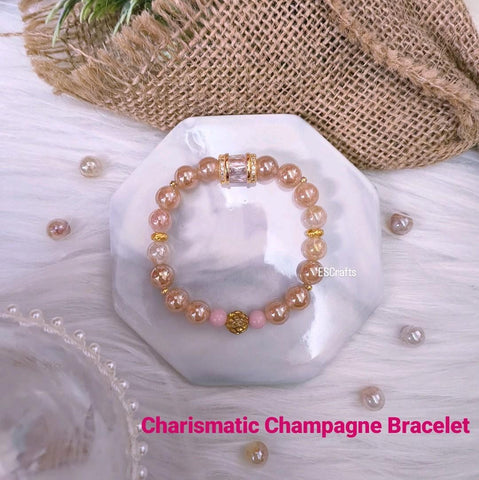 Charismatic Champagne Bracelet, Crystal beads, Birthday Present, Christmas gifts, Healing