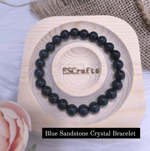 Blue Sandstone Crystal Bracelet, Crystal beads, Birthday Present, Christmas gifts, Healing