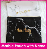 Customised Name Marble Prints PU Pouch / Cosmetic Make up Storage Pouch