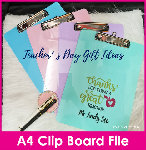 Customised Name A4 Plastic Clipboard Writing Pad Board Clip Document Holder / Teacher's Day Present Gift Ideas
