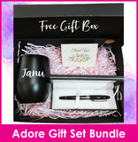 Adore Gift Box Set - Customised Name on Insulated U Tumbler Cup Mug / Name Engraving on MB Cap Writing Pen