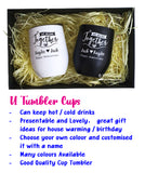 Valentine's Day Insulated U Tumbler Cup / Couple Mug / Anniversary Gift Ideas Wedding Present Housewarming Gifts Christmas