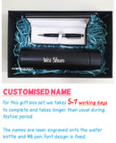 April Gift Box Set with Customised Name / Insulated Temperature Indicator Water Bottle / MB Pen