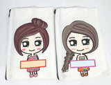 Hand Drawn Girl or Boy Pouch / Customised Name Pencil Case / Personalised Your Own Message