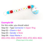 Customised Name Bookmark Keychain / Small Bead Dust Cap Keychain / Zipper Ring Keychain / Name Tag