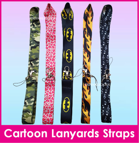 Cartoon Lanyard Strap for Ez-link ID Card Holders - Camo Army Pink Leopard Batman Fire Blaze Music Treble Note