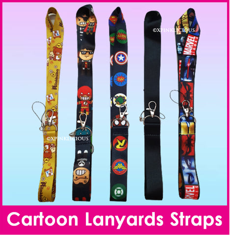 Cartoon Lanyard Strap for Ez-link ID Card Holders - Rilakkuma Superhero Avengers Marvel Logo Plain Black