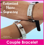 Couple Bracelet with Name Engraving / Valentine Day Present / Anniversary Gift