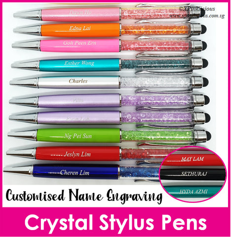 Customised Name Engraving on Crystal Stylus Pen / Writing Pens / Christmas Gifts / Birthday Present