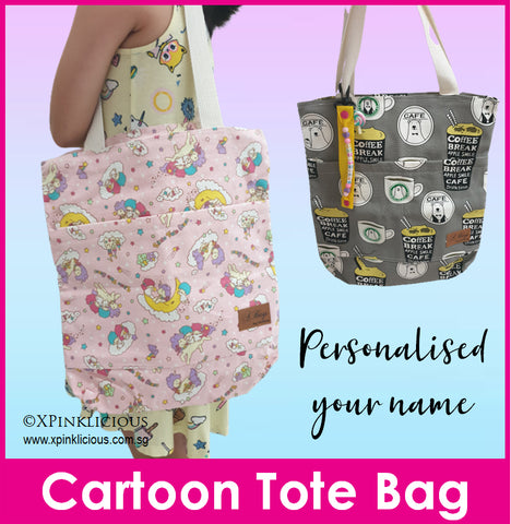 Cartoon Totebag / Canvas Tote Bag / Shoulder Bag / Recycle Bag / Shopping Bag / Tuition Bag