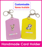 Personalised Small Bead Name Lanyard Card Holder / Customised Cartoon Keychain Key Ring Tag / Bag Tag / Ezlink ID