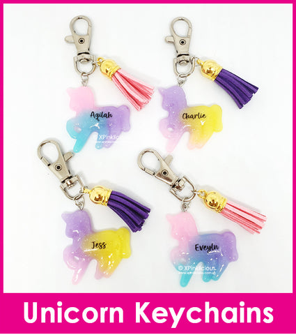 Unicorn Name Keychain / Customised Name Bag Tag / Teacher Day Children Gift