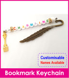 Customised Name Bookmark Keychain / Small Bead Dust Cap Keychain / Zipper Ring Keychain / Name Tag