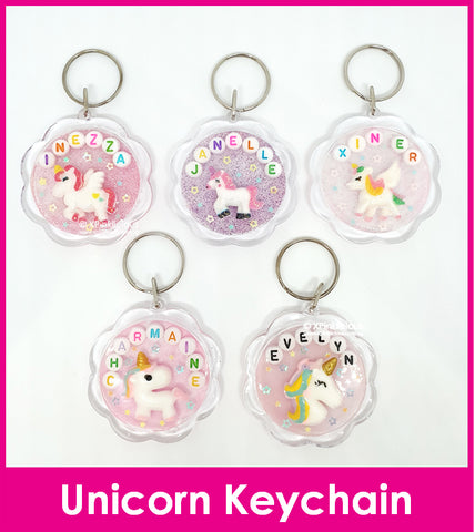 Unicorn Personalised Crystal Name Keychain