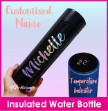 Insulated Temperature Indicator Water Bottle / Single Colour / Customised Name Decal Vinyl Sticker Tumbler Bottle