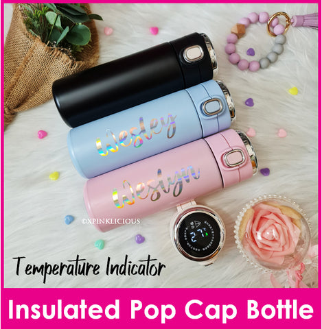 Customised Name Insulated Pop Cap Temperature Indicator Water Bottle