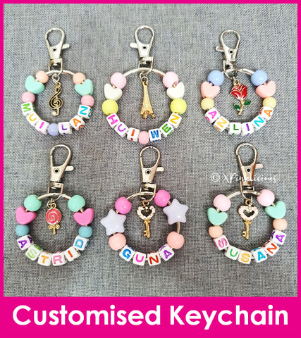 Music / Treble Clef / Rose / Lollipop / Novelty / Customised Cartoon Ring Keychain / Personalised Name Bag Tag / Birthday Goodie Bag