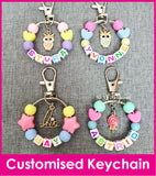 Owl / Love / Lollipop / Novelty / Customised Cartoon Ring Keychain / Personalised Name Bag Tag / Birthday Goodie Bag