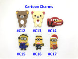 Customised Name Cartoon Ring Keychains / Personalised Name Novelty Charm Bag Tag