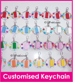 Bricks Lego/ Premium Cartoon / Customised Cartoon Ring Keychain / Personalised Name Bag Tag / Birthday Goodie Bag