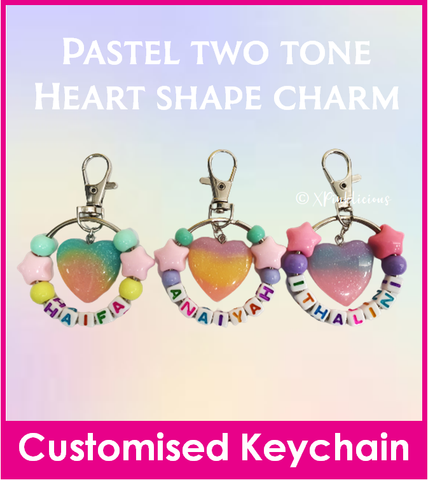 Heart Love / Premium Cartoon / Customised Cartoon Ring Keychain / Personalised Name Bag Tag / Birthday Goodie Bag