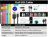 Golf 200cm USB Cable for iPhone Apple