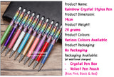 Customised Name Engraving on Rainbow Crystal Stylus Pen / Personalised Writing Pens