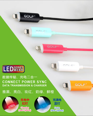 Golf LED USB Cable for SAMSUNG, OPPO, HTC AND ETC